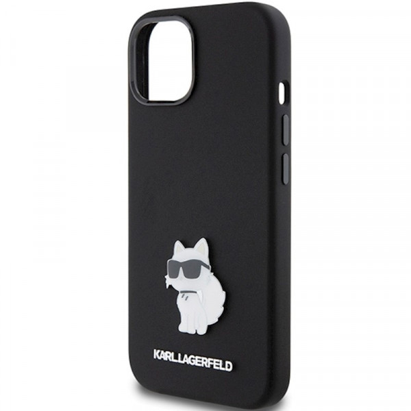  Чехол Karl Lagerfeld Silicone Choupette Metal Pin для iPhone 15|14|13 Black (KLHCP15SSMHCNPK)